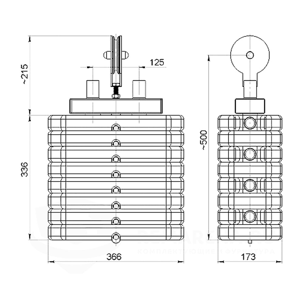 Грузоблок 50 кг с роликом композитный