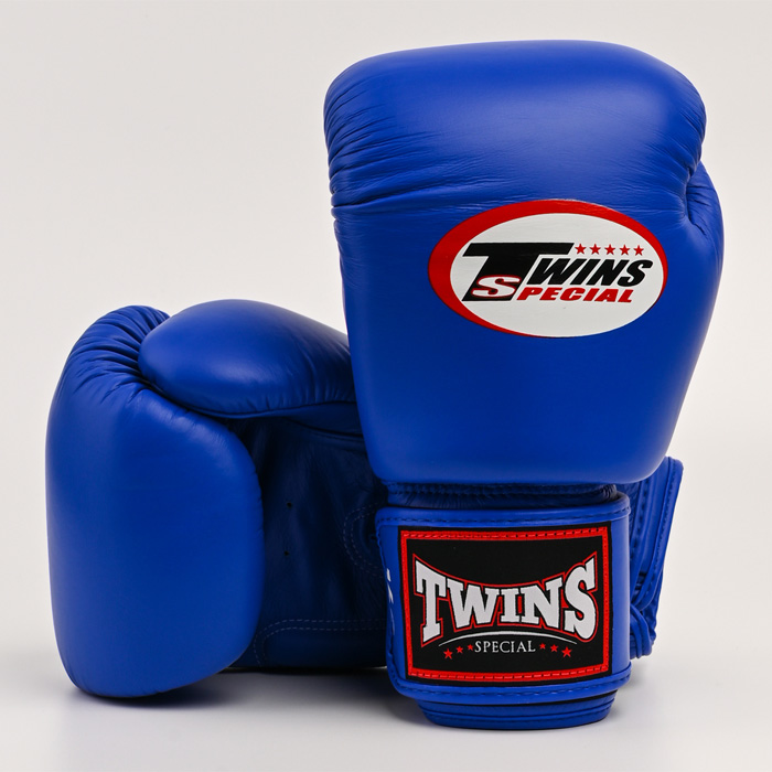 Перчатки бокс. TWINS кожа 16 oz (Синий)