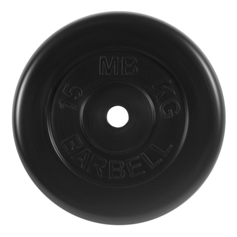 Диск черный обрезин.  D-26/15 кг Barbell