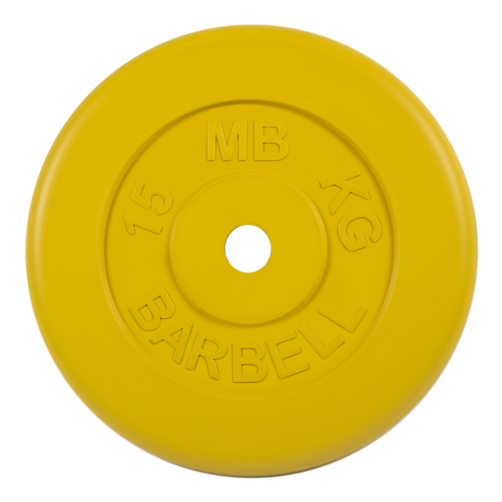 Диск обрезиненный d-26mm 15 кг цветной Barbell